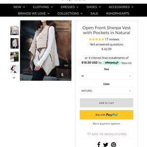 ‎iiSISTERS WOOL BLEND SHERPA LINED OPEN FRONT VEST